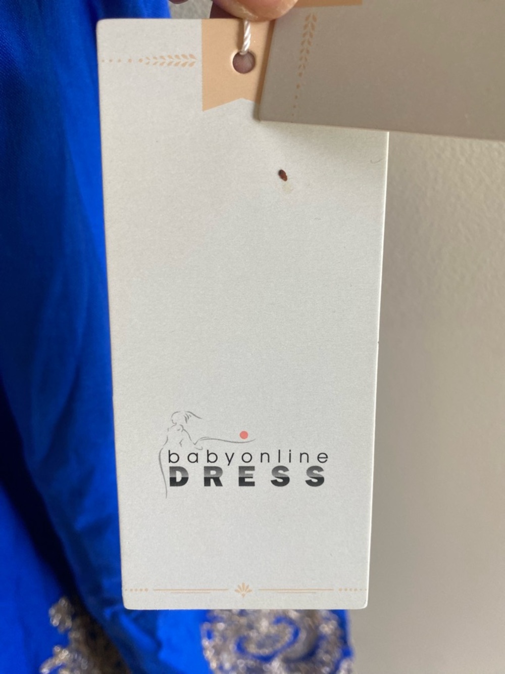 Deep Blue Halter Midi Dress‎ with Gold Embroidered Hem - Picture 5 of 11